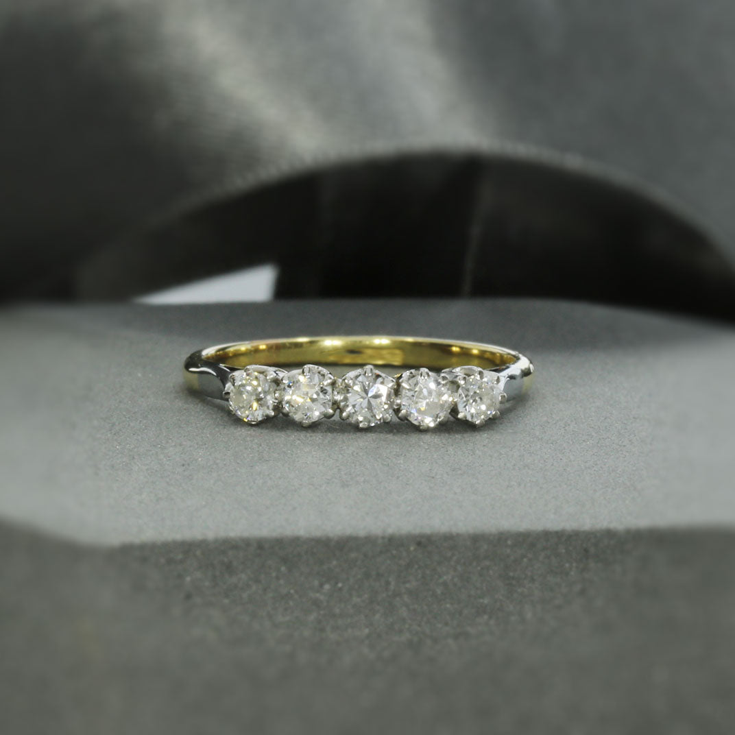 Pre Owned 18ct Yellow Gold & Platinum 5 Stone Diamond Ring