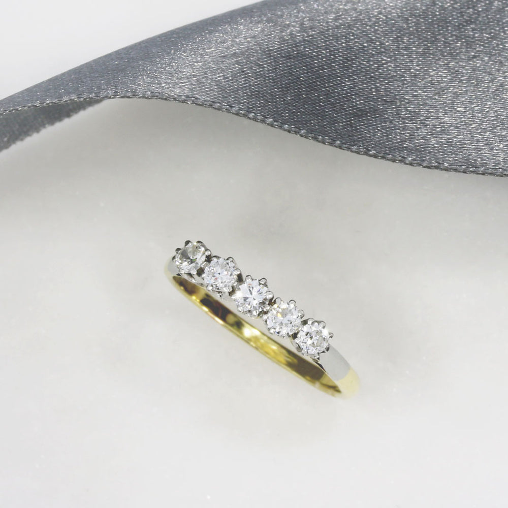Pre Owned 18ct Yellow Gold & Platinum 5 Stone Diamond Ring