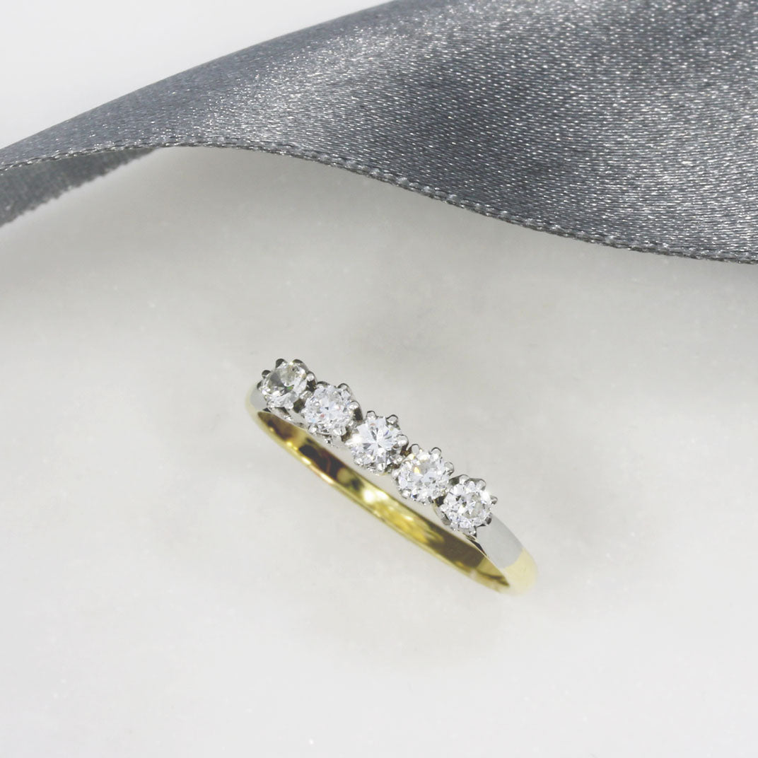 Pre Owned 18ct Yellow Gold & Platinum 5 Stone Diamond Ring