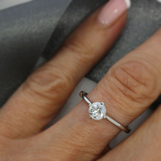 Pre Owned Platinum Compass Set Certified Diamond Solitaire 0.70ct E SI1