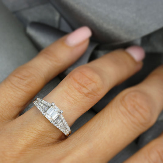 Pre Owned Platinum GIA Certified Emerald Cut Fancy Diamond 1.36ct