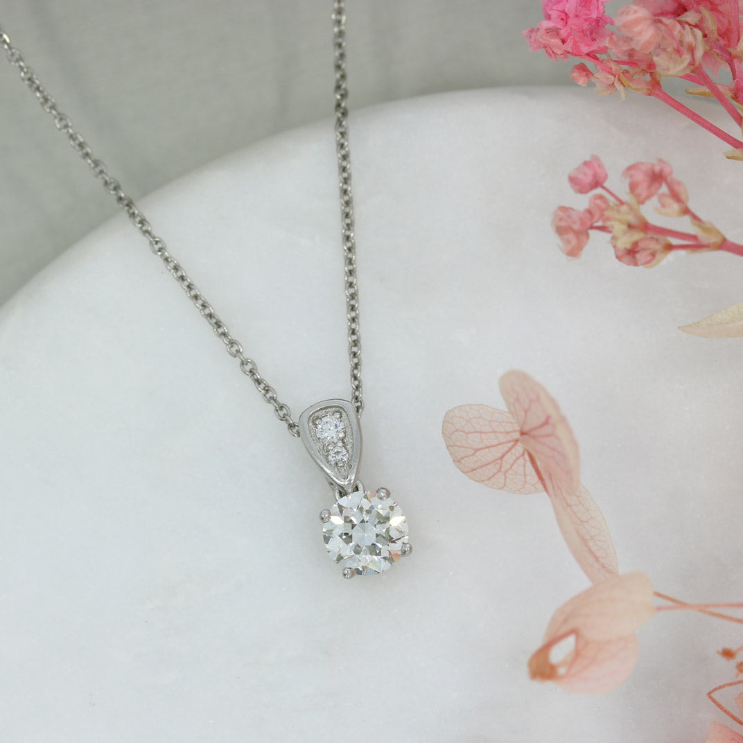 Certified Platinum Diamond Solitaire Pendant on Platinum chain 0.62ct K VS2