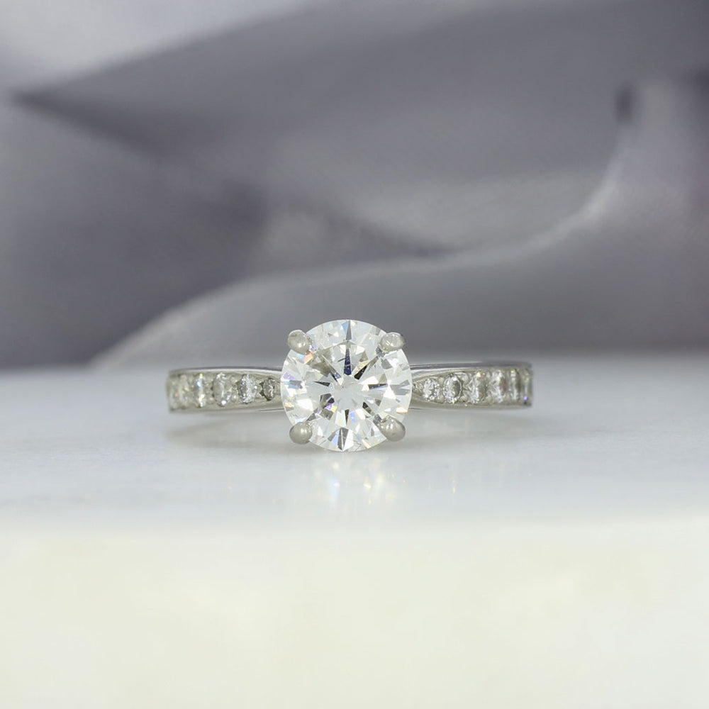 Pre Owned Platinum Diamond Solitaire Ring with Diamond Shoulders Approx 1.62ct