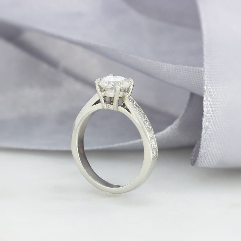 Pre Owned Platinum Diamond Solitaire Ring with Diamond Shoulders Approx 1.62ct