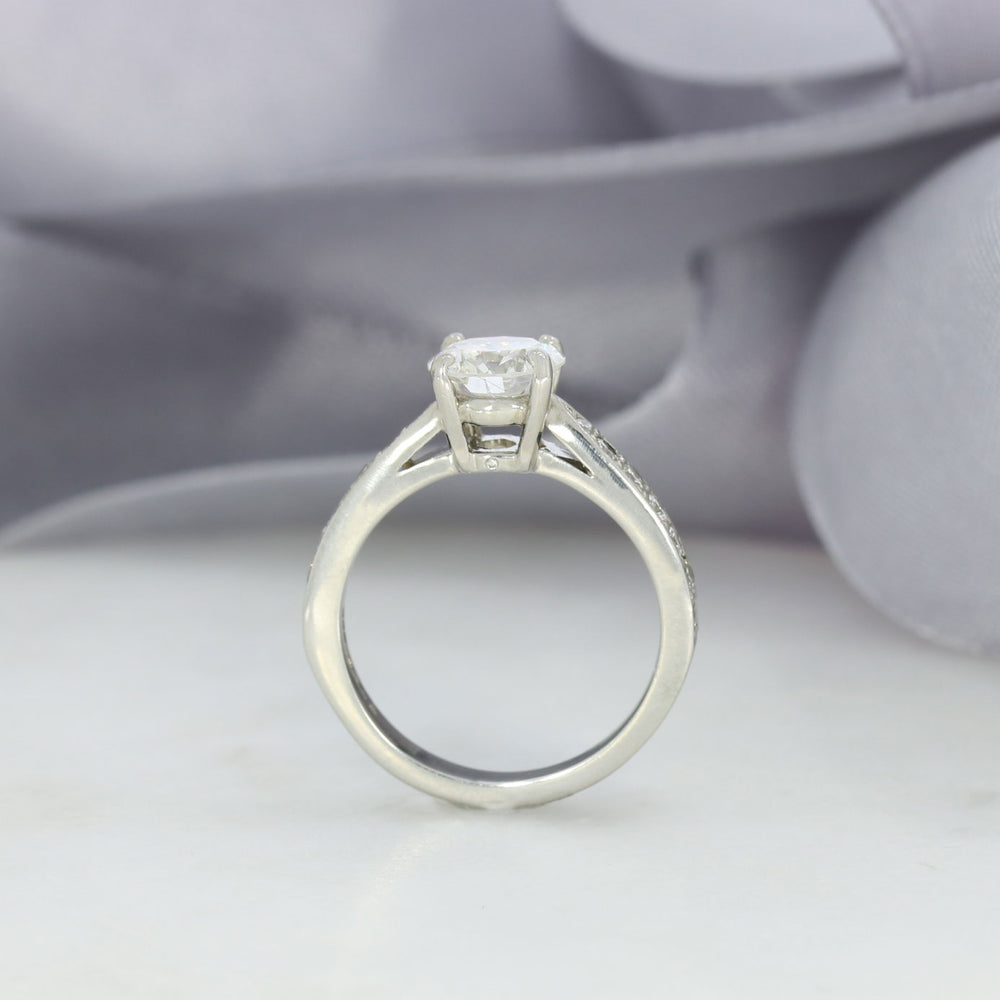 Pre Owned Platinum Diamond Solitaire Ring with Diamond Shoulders Approx 1.62ct