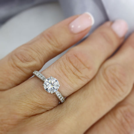 Pre Owned Platinum Diamond Solitaire Ring with Diamond Shoulders Approx 1.62ct