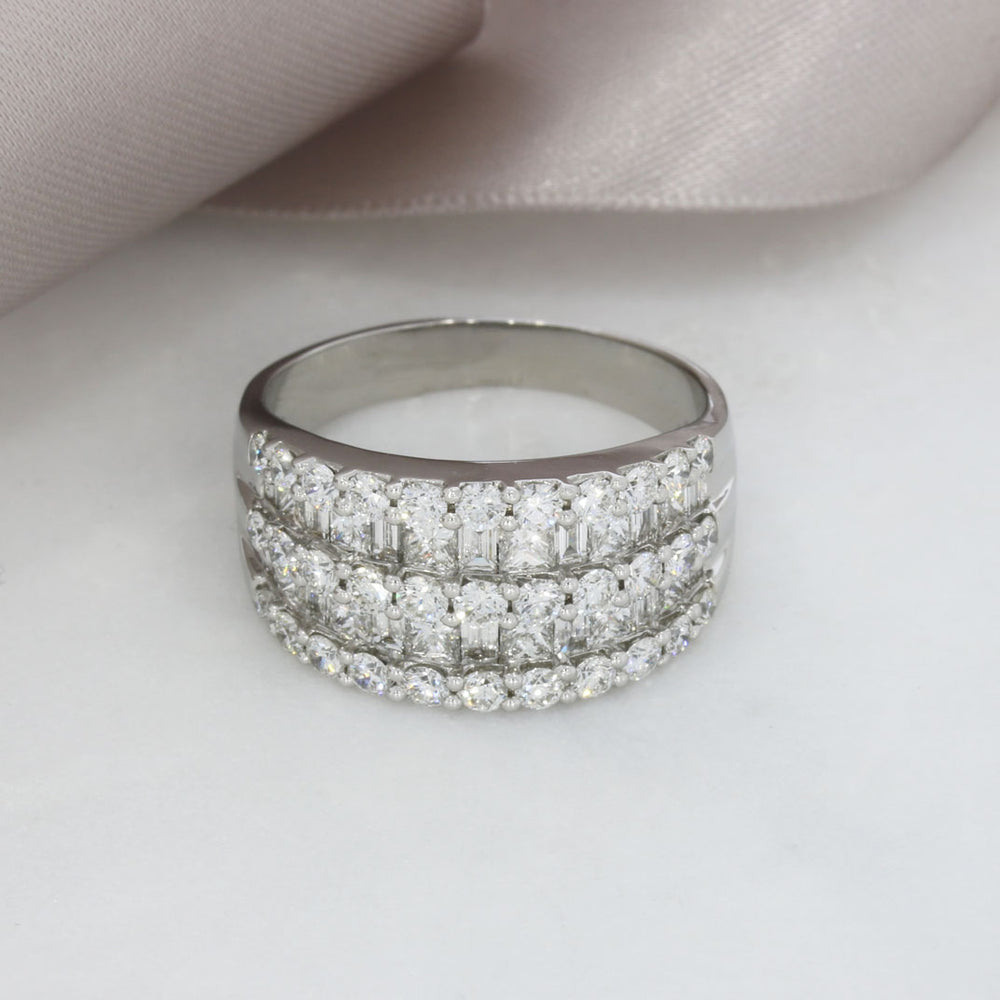 Pre Owned 18ct White Gold Fancy Wide Diamond Ring 2.72ct