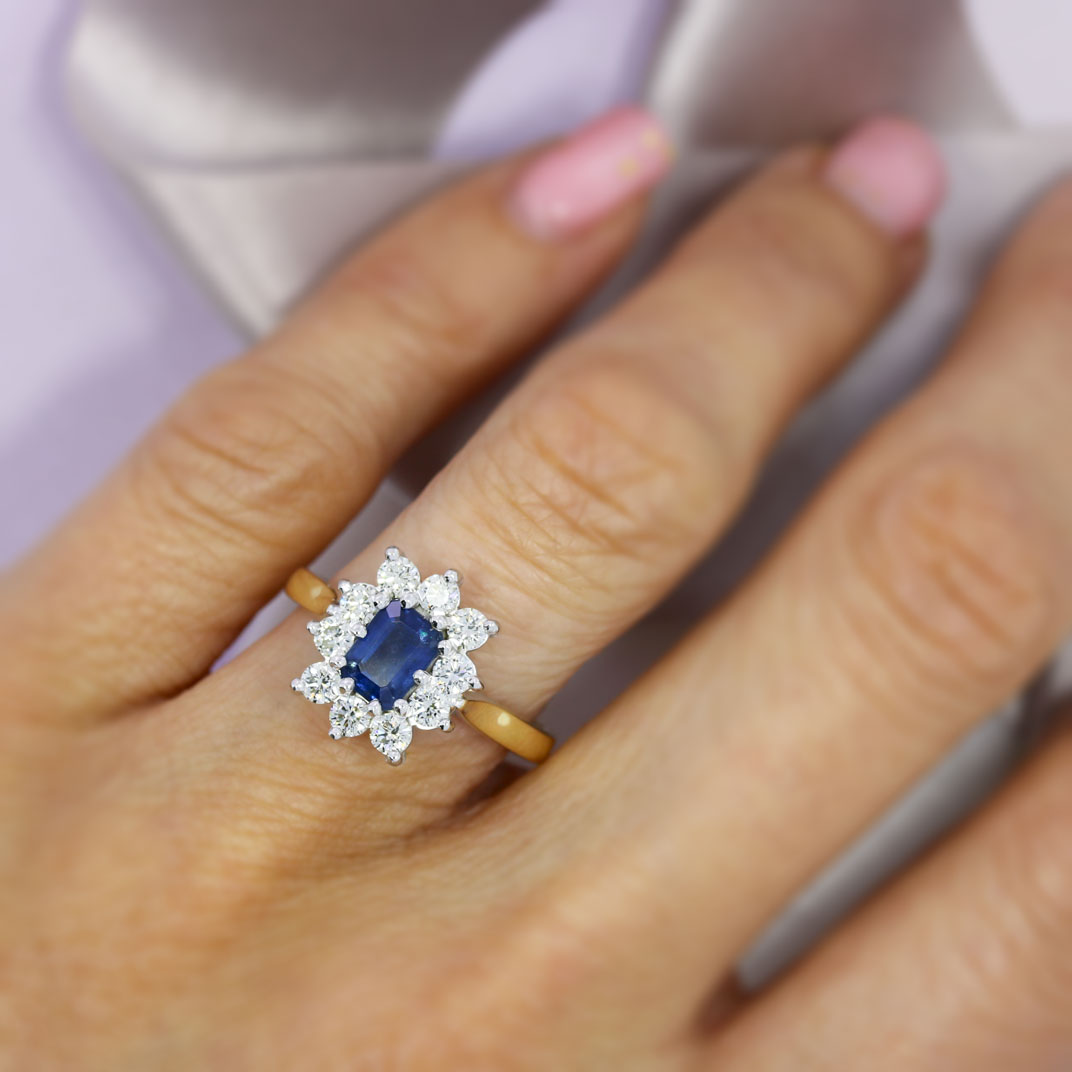 9ct Gold Sapphire & Diamond Cluster Ring