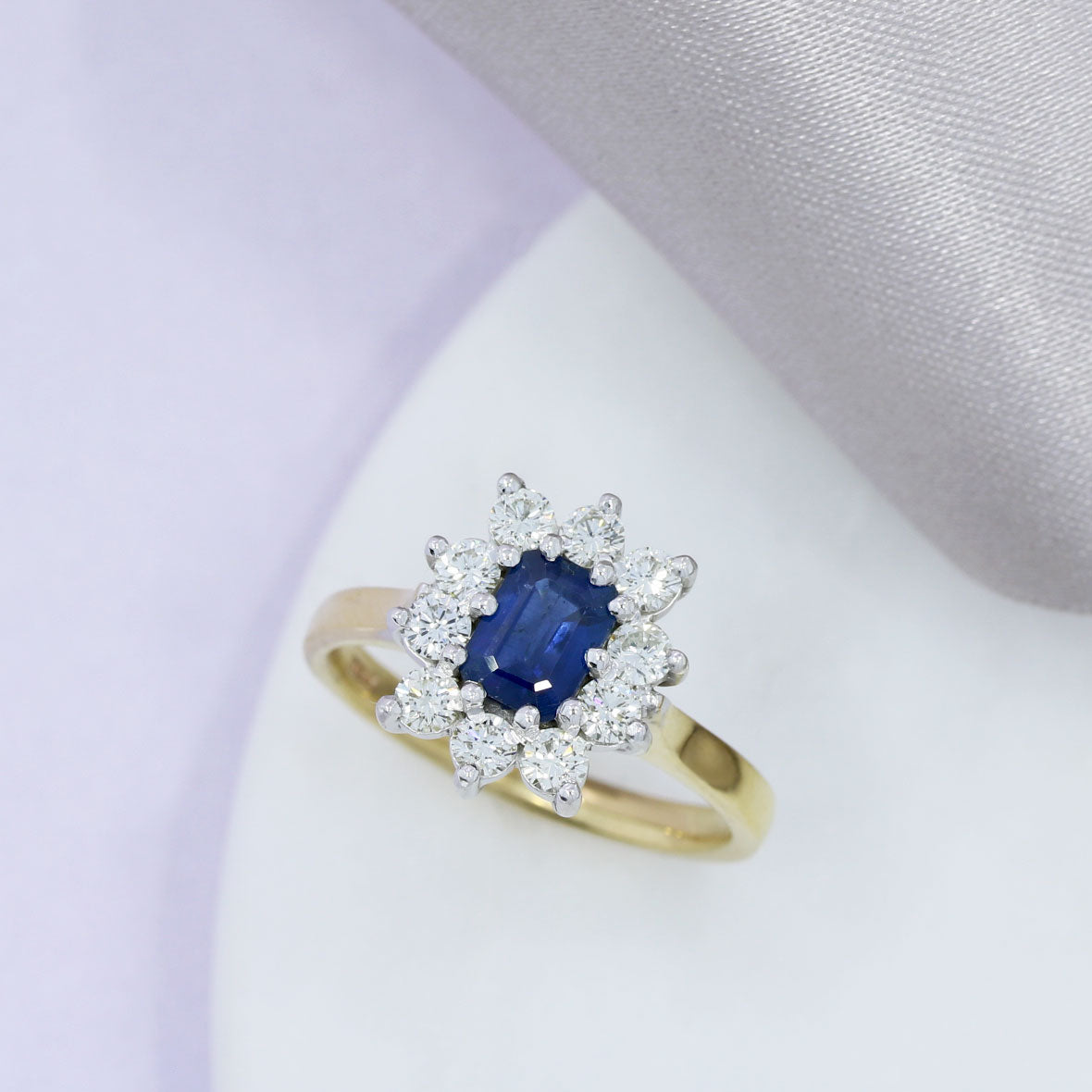 9ct Gold Sapphire & Diamond Cluster Ring