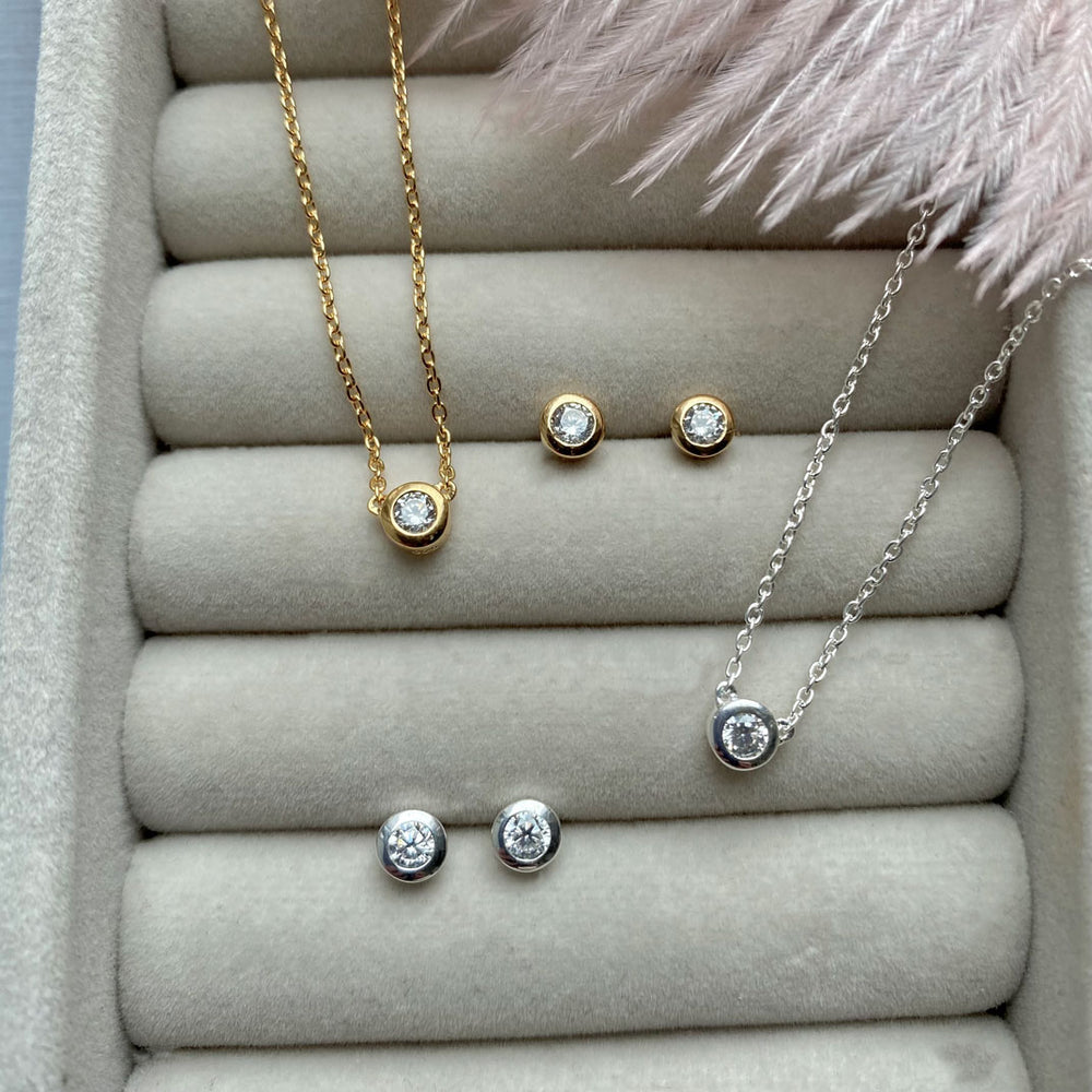 925 Silver Trace Chain Necklace With Integrated CZ