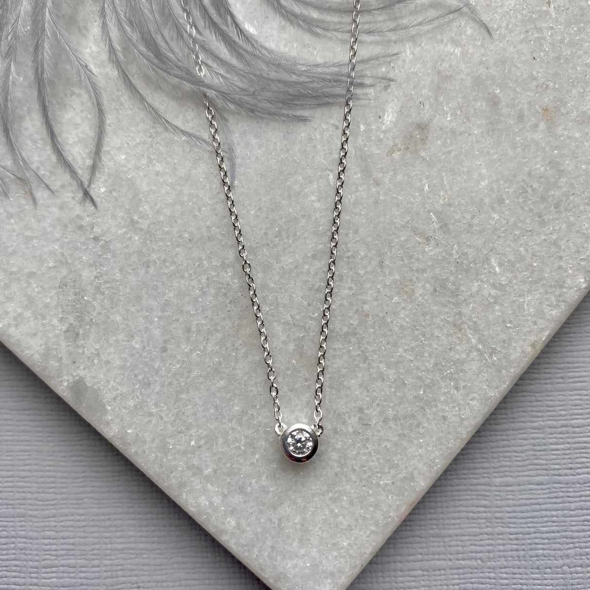 925 Silver Trace Chain Necklace With Integrated CZ