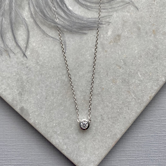 925 Silver Trace Chain Necklace With Integrated CZ