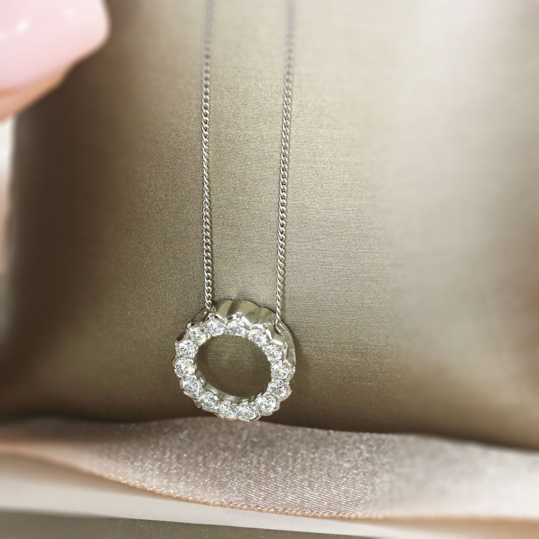 Platinum Laboratory Grown Diamond Circle Pendant 0.79ct