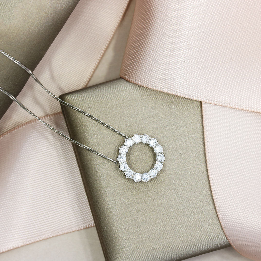 Platinum Laboratory Grown Diamond Circle Pendant 0.79ct