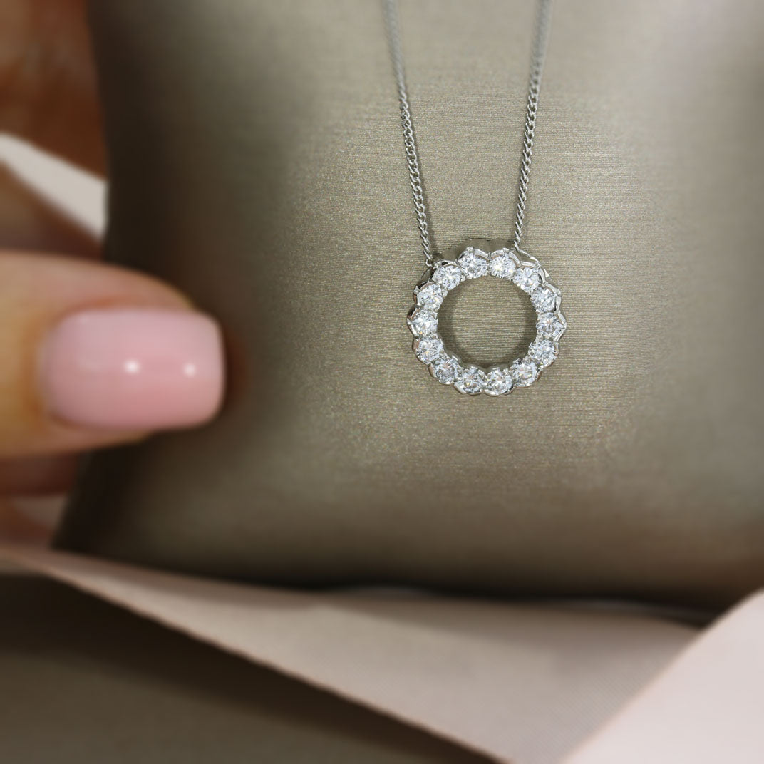 Platinum Laboratory Grown Diamond Circle Pendant 0.79ct