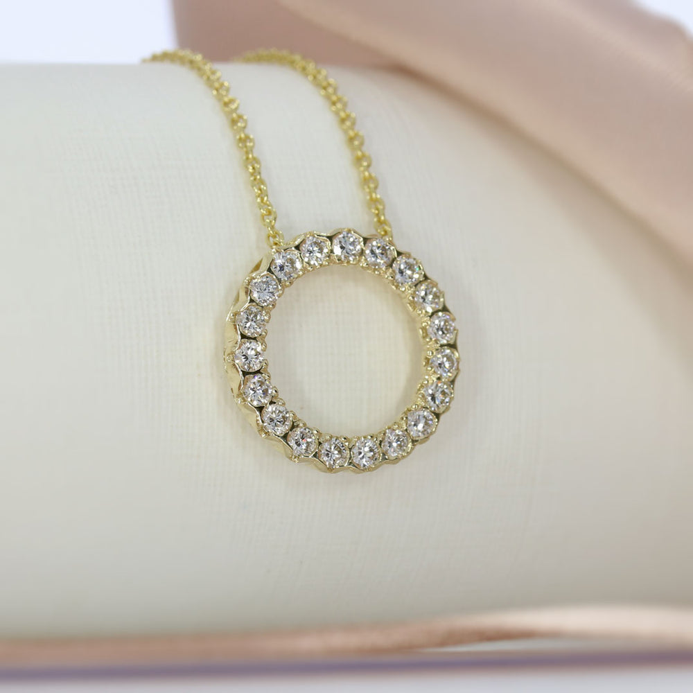 9ct Yellow Gold Circle Pendant with Lab Grown Diamonds 0.98ct D-F VVS 20 Inch