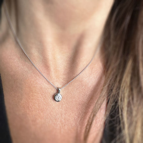9ct White Gold Round Laboratory Grown Diamond Pendant 0.50ct On 9ct Chain