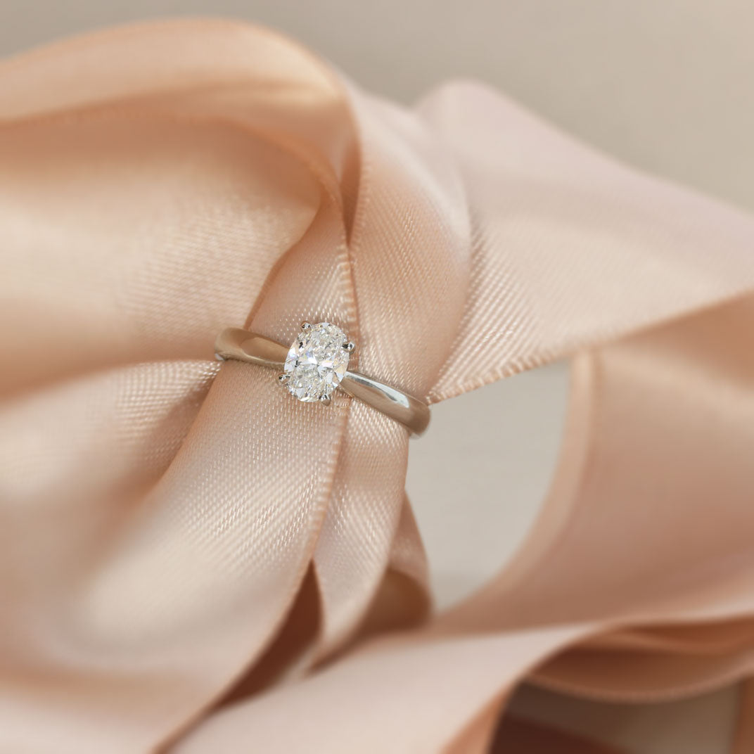 Platinum Lab Grown Oval Diamond Solitaire Ring 0.76ct