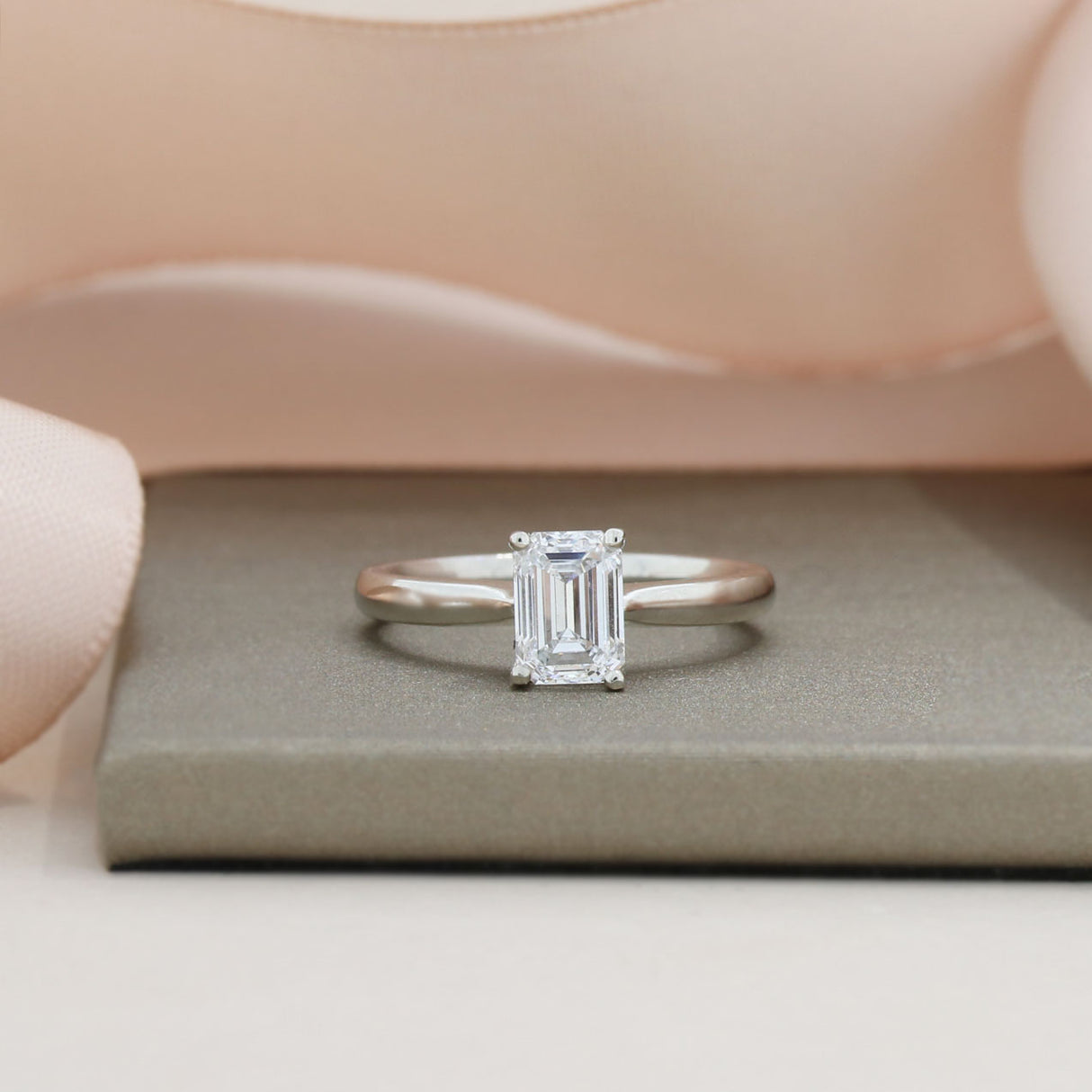 Platinum Emerald Cut Laboratory Grown Diamond Solitaire Ring 1.18ct