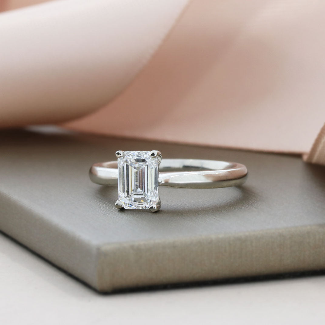 Platinum Emerald Cut Laboratory Grown Diamond Solitaire Ring 1.18ct