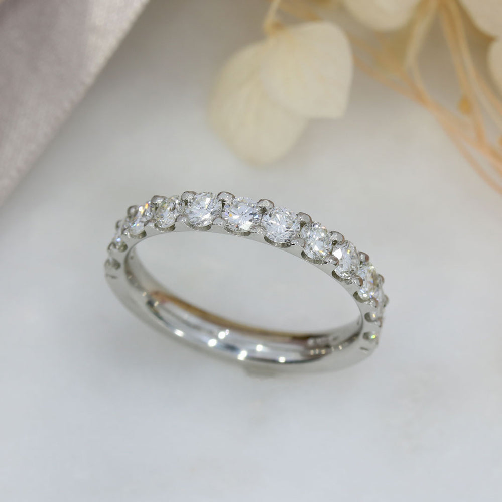 Platinum 12 Stone Claw Set Diamond Eternity Ring 0.95ct