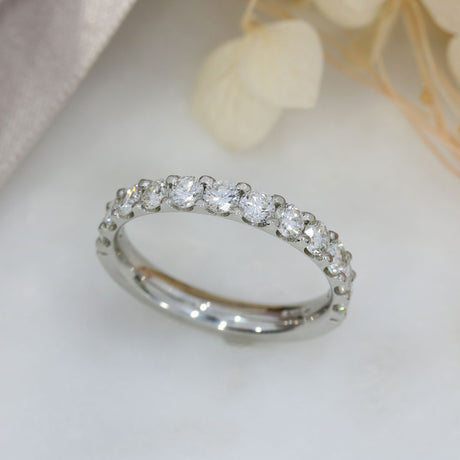 Platinum 12 Stone Claw Set Diamond Eternity Ring 0.95ct