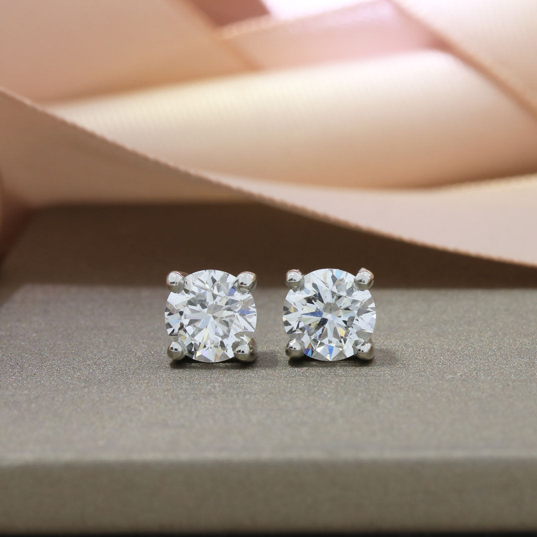 Platinum Laboratory Grown Diamond Solitaire Stud Earrings Appox 2.00ct
