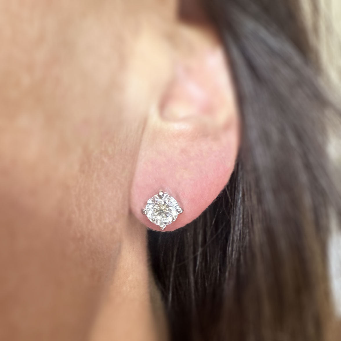 Platinum Laboratory Grown Diamond Solitaire Stud Earrings Appox 2.00ct