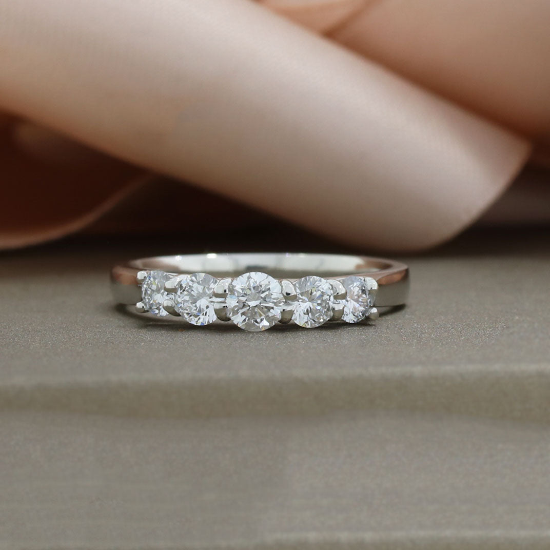 Platinum Lab Grown Diamond 5 Stone Graduated Eternity Ring 0.75ct