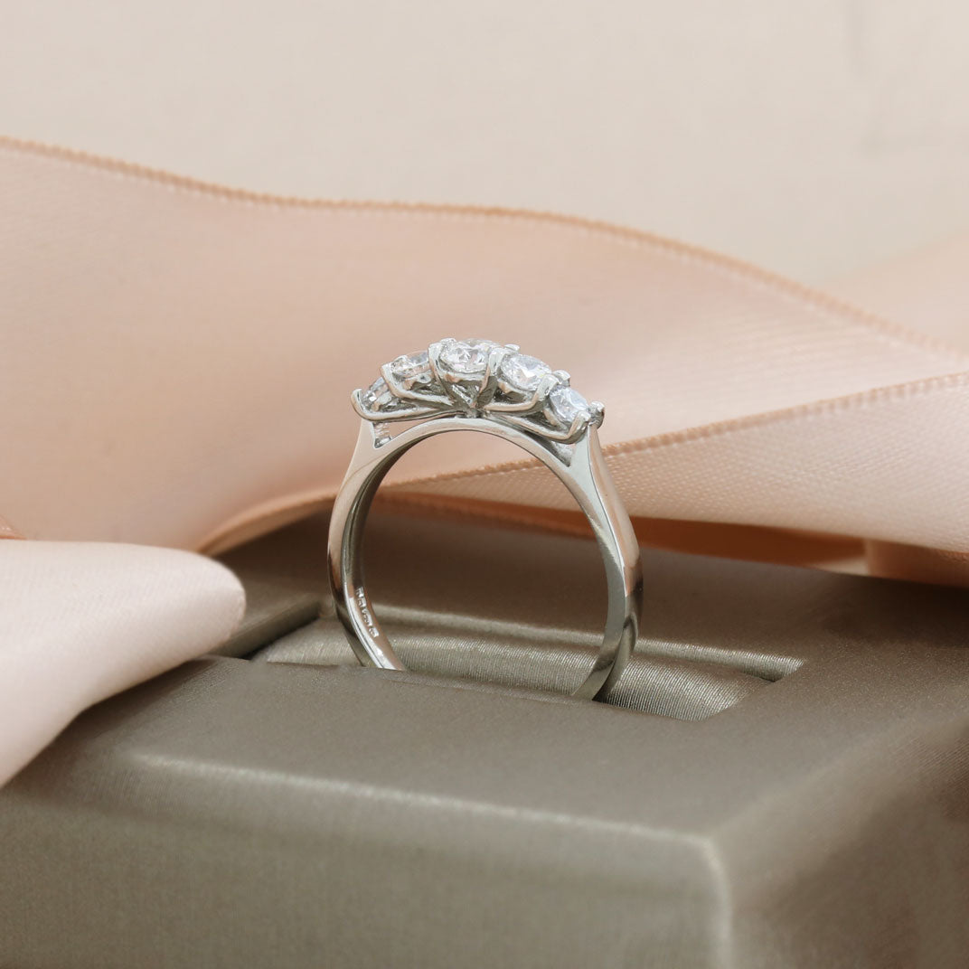 Platinum Lab Grown Diamond 5 Stone Graduated Eternity Ring 0.75ct