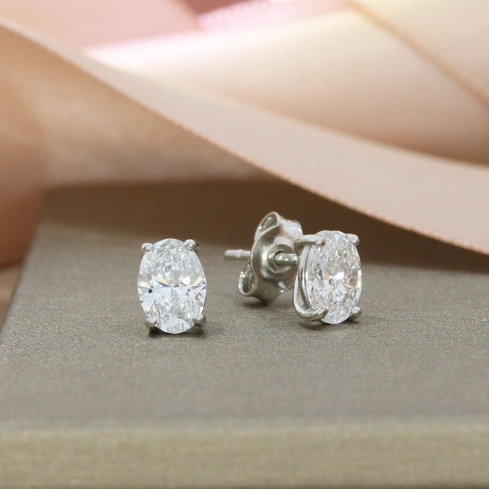 Platinum Oval Lab Grown Diamond Stud Earrings 1.46ct