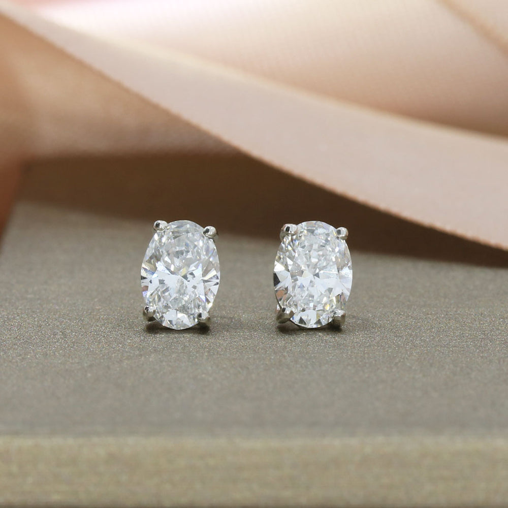 Platinum Oval Lab Grown Diamond Stud Earrings 1.46ct