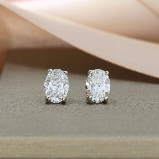 Platinum Oval Lab Grown Diamond Stud Earrings 1.46ct