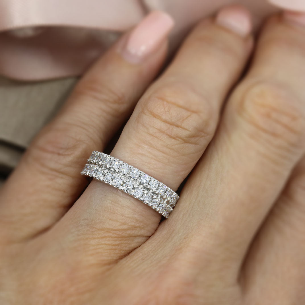 18ct Gold Double Row Lab Grown Diamond Ring 1.40ct