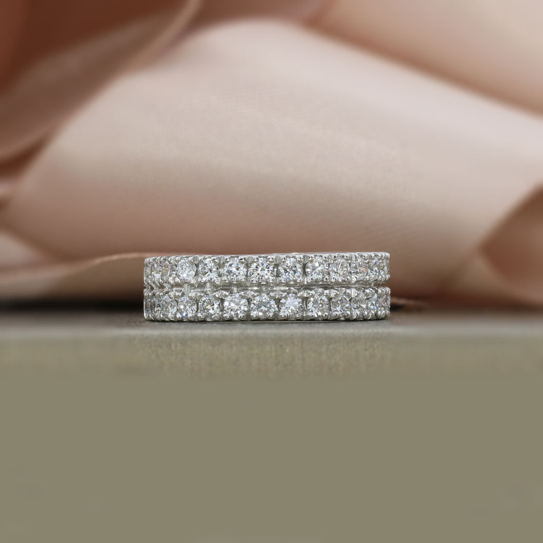 18ct Gold Double Row Lab Grown Diamond Ring 1.40ct