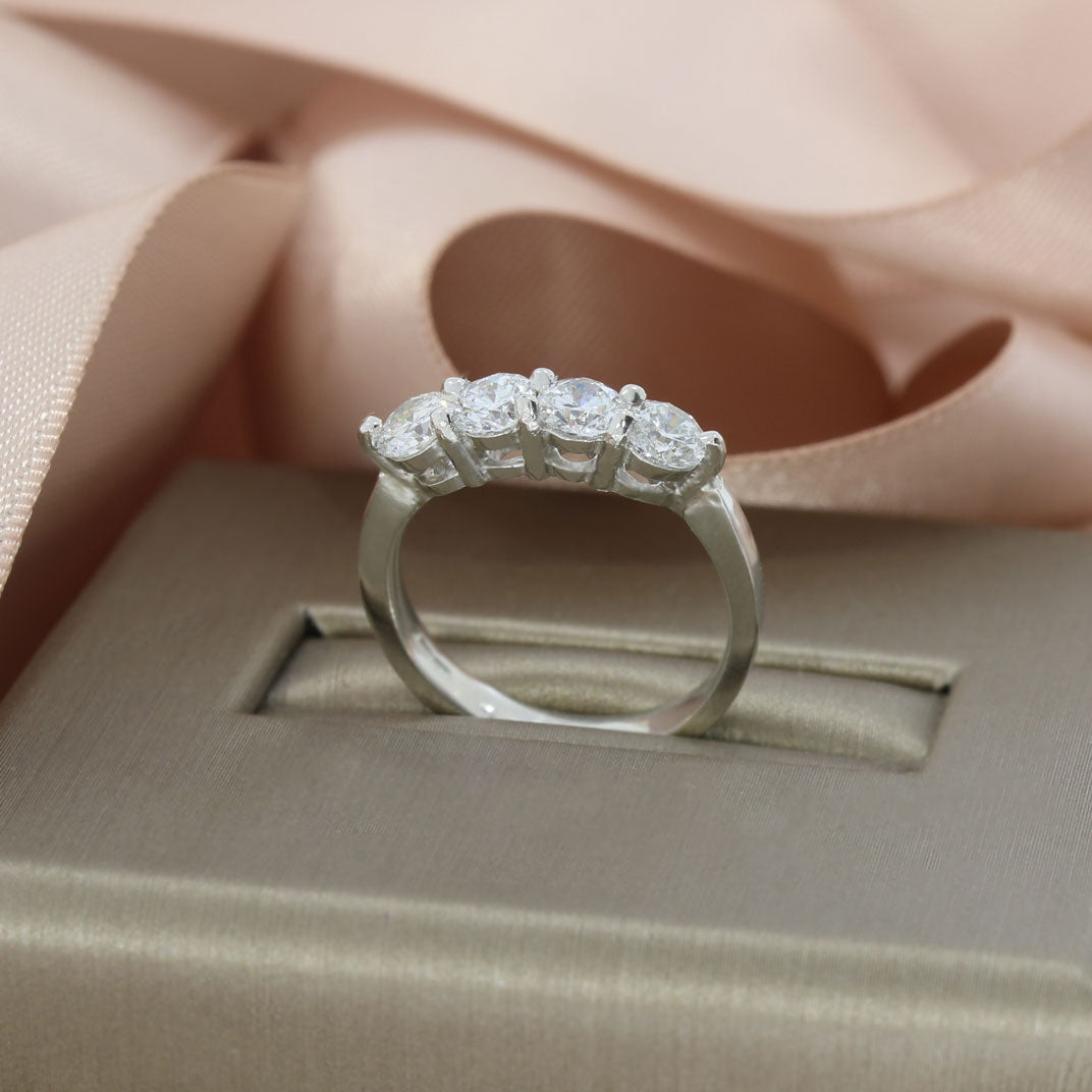 Platinum Claw Set 4 Stone Laboratory Grown Diamond Ring 1.19ct