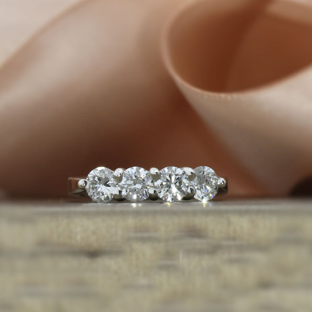 Platinum Claw Set 4 Stone Laboratory Grown Diamond Ring 1.19ct