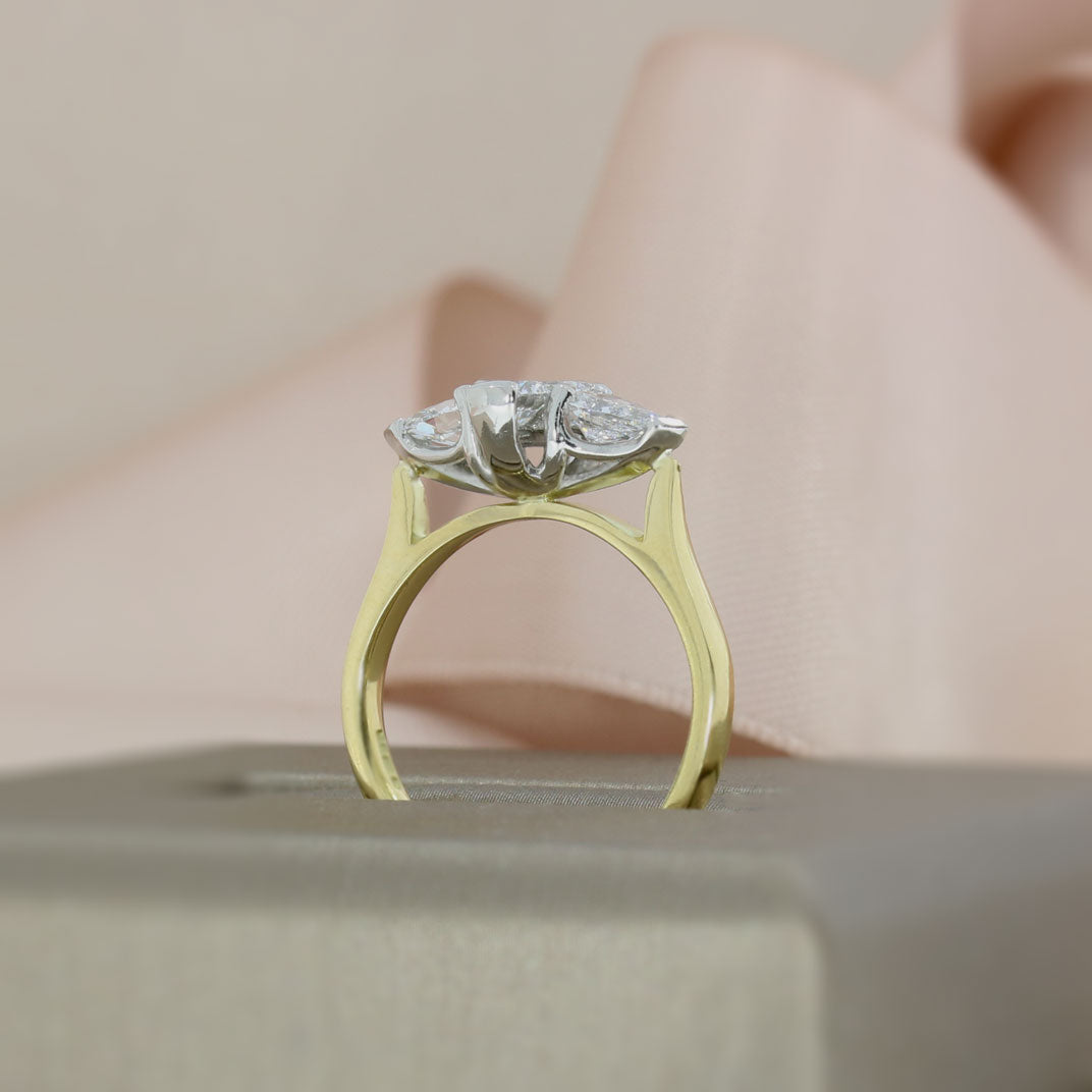 18ct & Platinum Brilliant 0.50ct & Pear 0.67ct Shape Lab Grown Diamond Cluster Ring