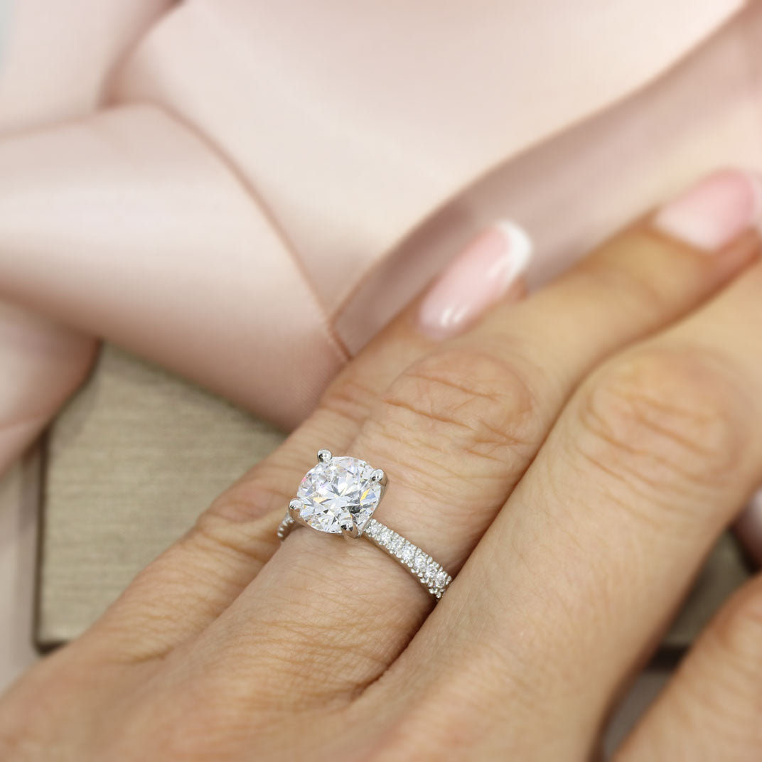 Platinum Certified Lab Grown Diamond Solitaire Ring With Stone Set Shoulders Approx 2.37ct