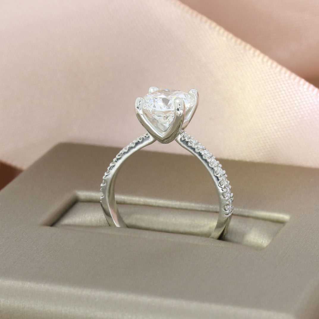 Platinum Certified Lab Grown Diamond Solitaire Ring With Stone Set Shoulders Approx 2.37ct