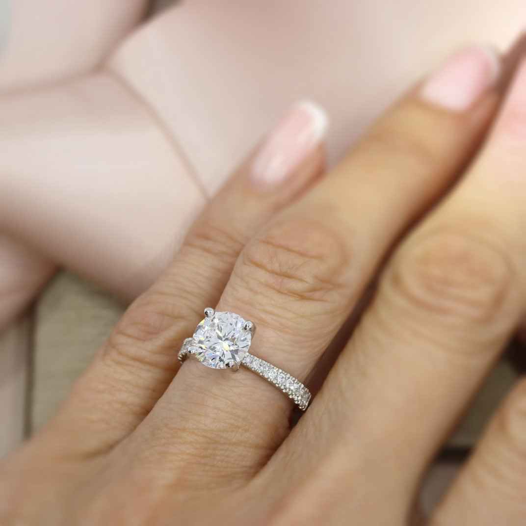 Platinum Certified Lab Grown Diamond Solitaire Ring With Stone Set Shoulders Approx 2.37ct