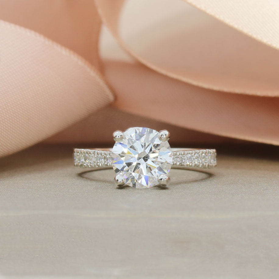 Platinum Certified Lab Grown Diamond Solitaire Ring With Stone Set Shoulders Approx 2.37ct