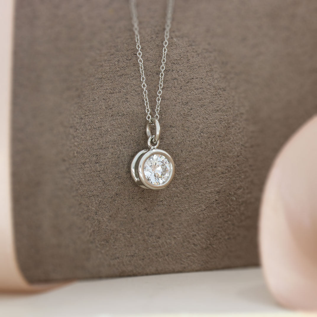 Platinum Certified Lab Grown Round Brilliant Cut Diamond Pendant  1.00ct D VVS1