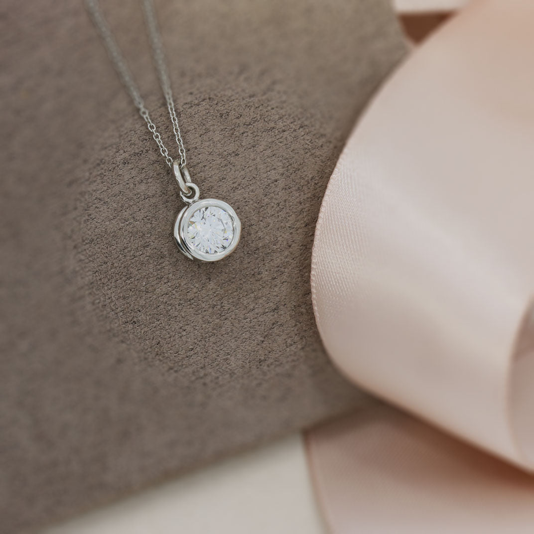 Platinum Certified Lab Grown Round Brilliant Cut Diamond Pendant  1.00ct D VVS1