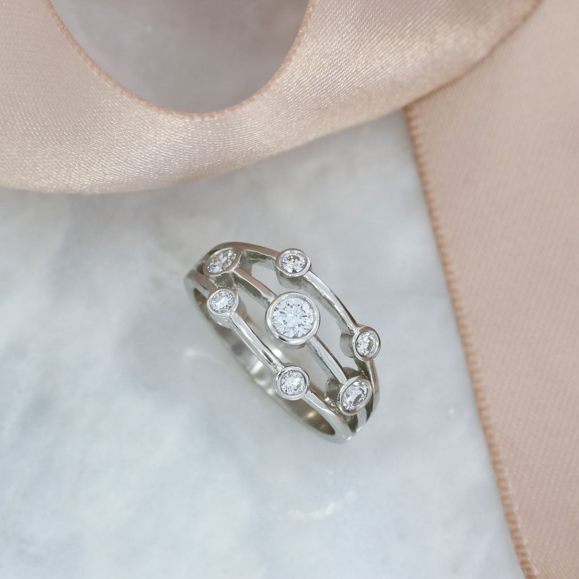 Platinum 3 Row Laboratory Grown Bubble Ring 0.47ct