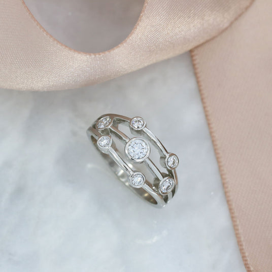 Platinum 3 Row Laboratory Grown Bubble Ring 0.47ct