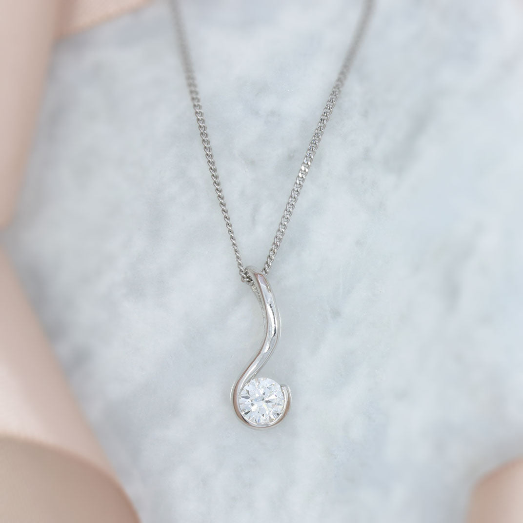 9ct Gold Lab Grown Diamond Drop Pendant & Chain 0.50ct