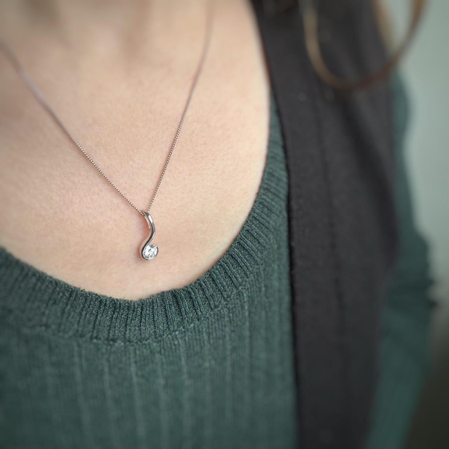 9ct Gold Lab Grown Diamond Drop Pendant & Chain 0.50ct