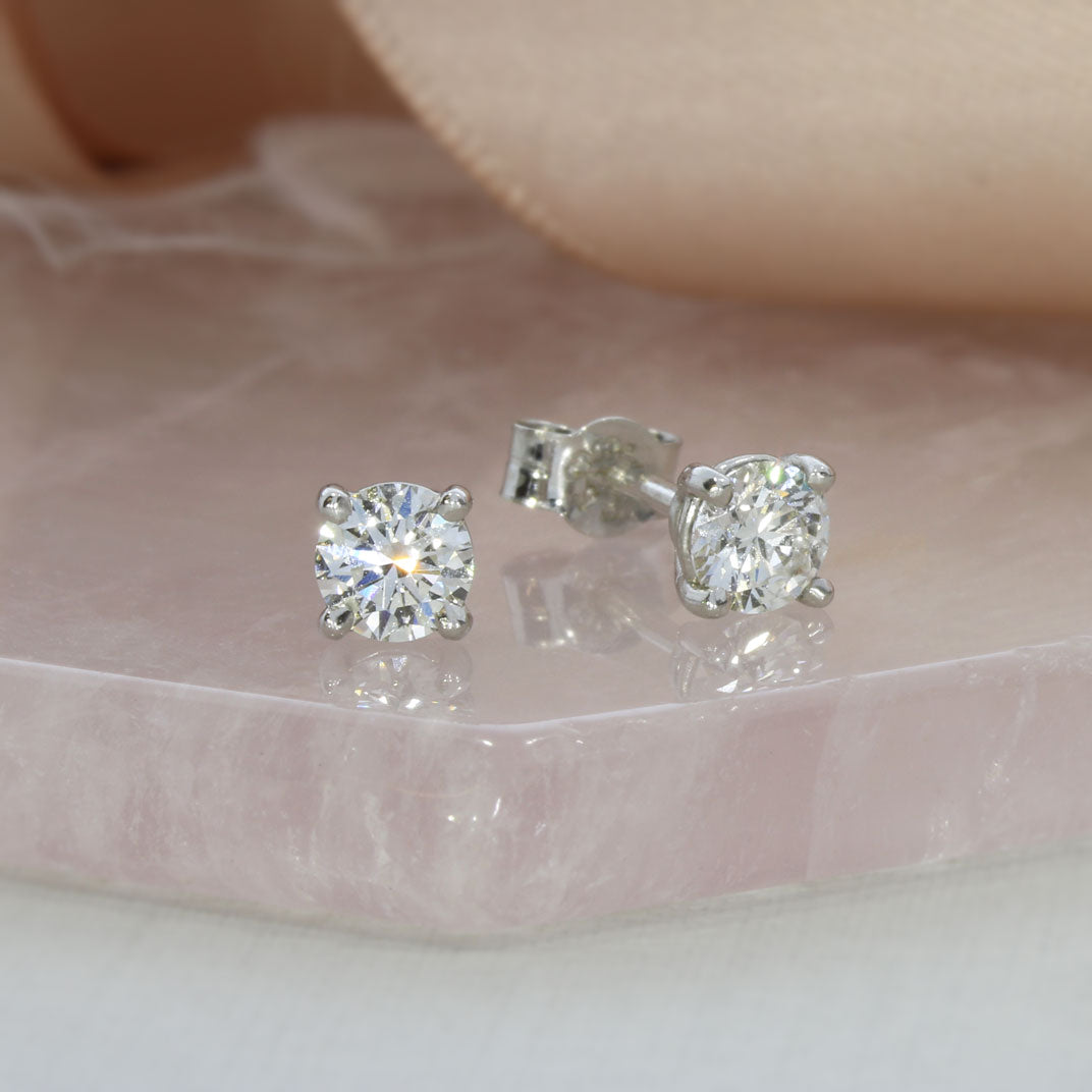 9ct White Gold Certified Round Lab Grown Diamond Stud Earrings 0.83ct