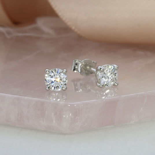 9ct White Gold Certified Round Lab Grown Diamond Stud Earrings 0.83ct